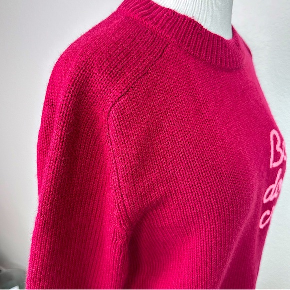 NWT Sandrine Rose Wool Cashmere Boys Don’t Cry Embroidered Sweater Wine Red‎ Sm - Picture 6 of 12